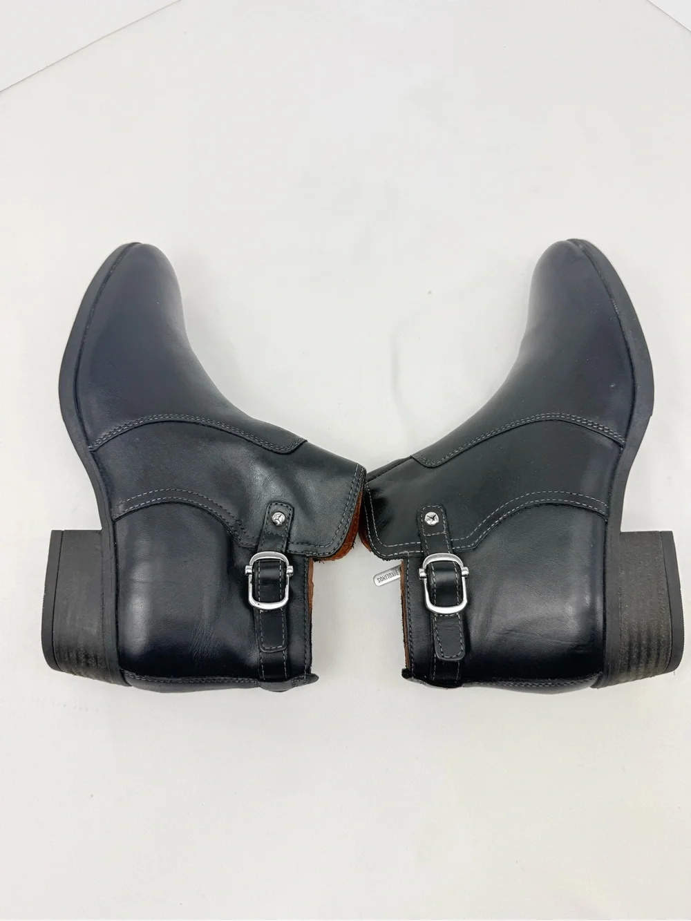 Pikolinos Black Leather Buckle Side Zip Chelsea Ankle Boots